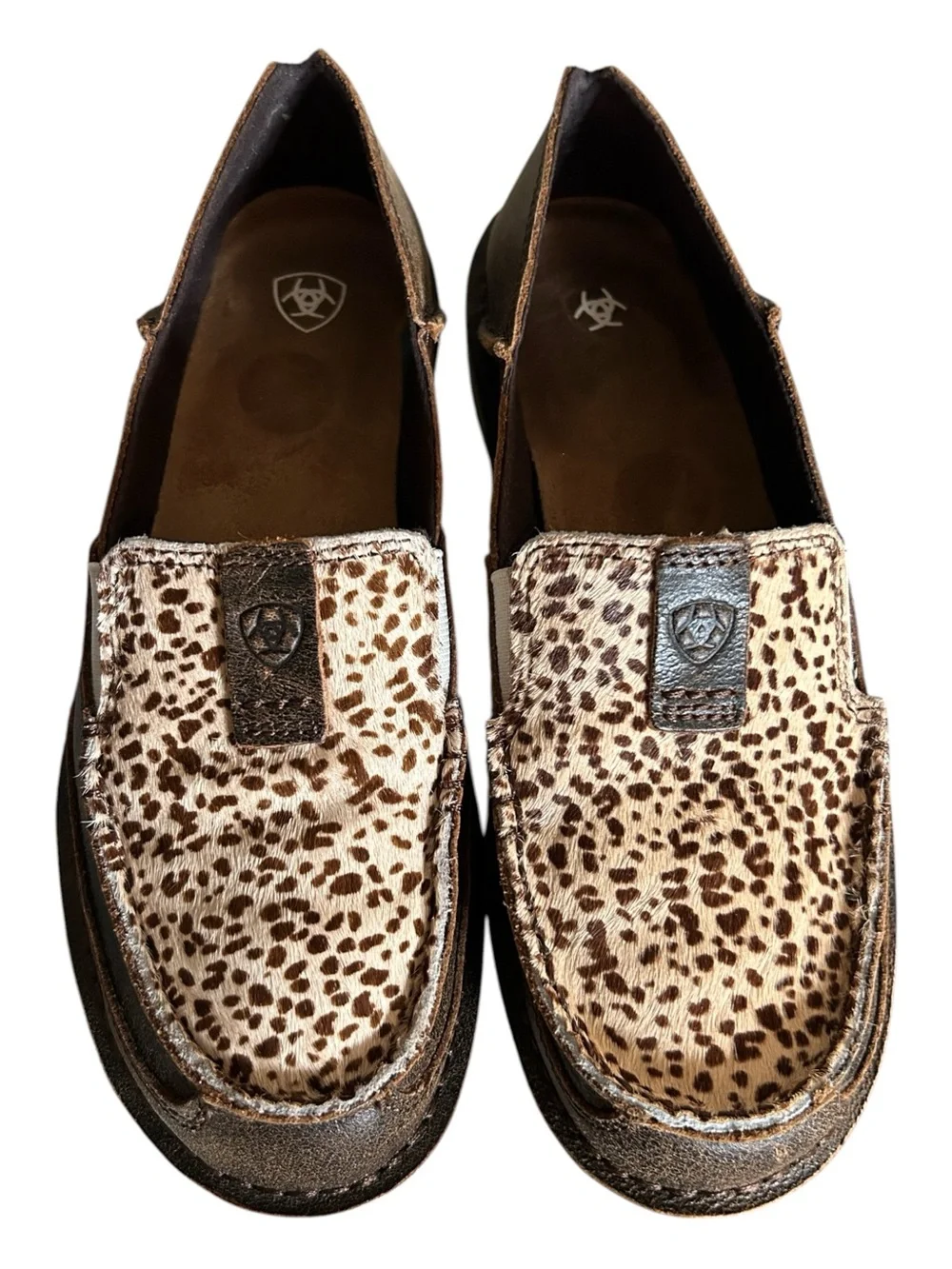 Ariat Womens Cruiser Suede Leather Cheetah Hair-On Slip-On Loafer Shoe Size 8.5